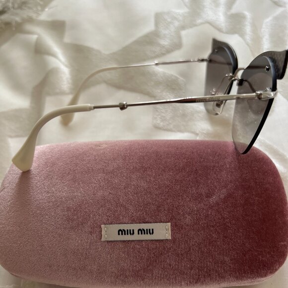 Miu Miu Black Women's Cat Eye Sunglasses with Crystals - Picture 3 of 4